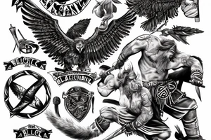 Viking fighting a Blackhawk tattoo idea
