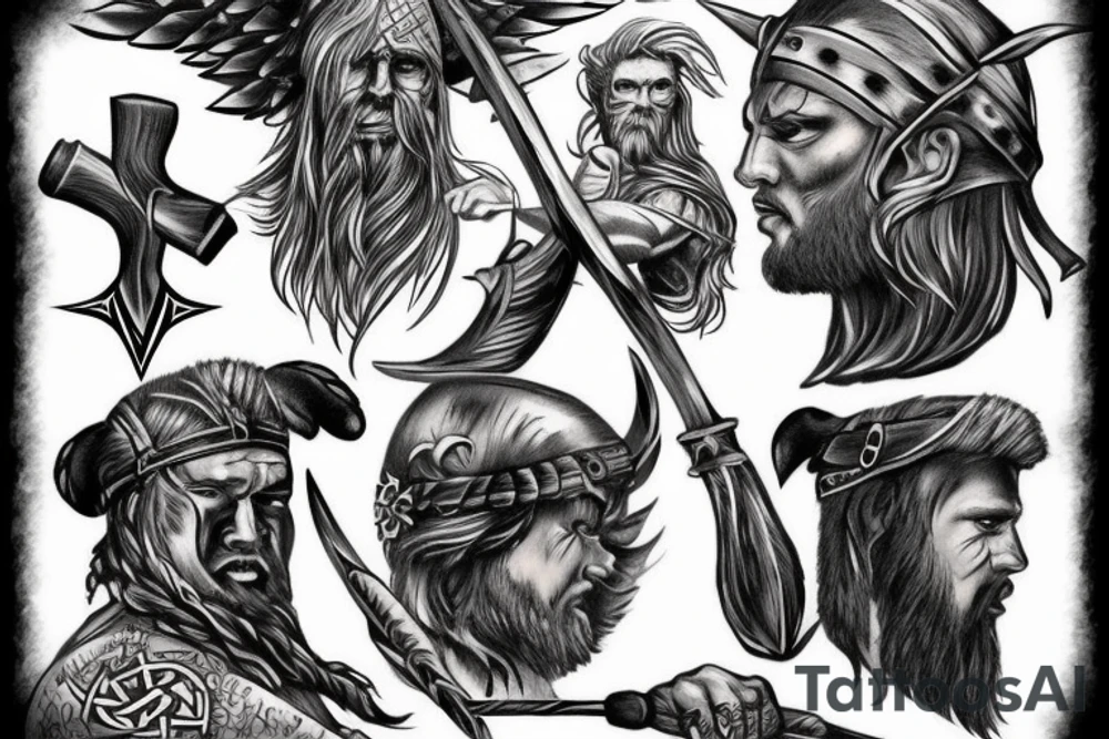 Viking fighting a Blackhawk tattoo idea