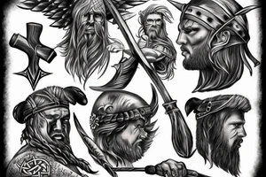 Viking fighting a Blackhawk tattoo idea