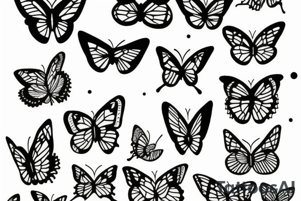 Butterflies near the leaves tattoo idea