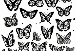 Butterflies near the leaves tattoo idea