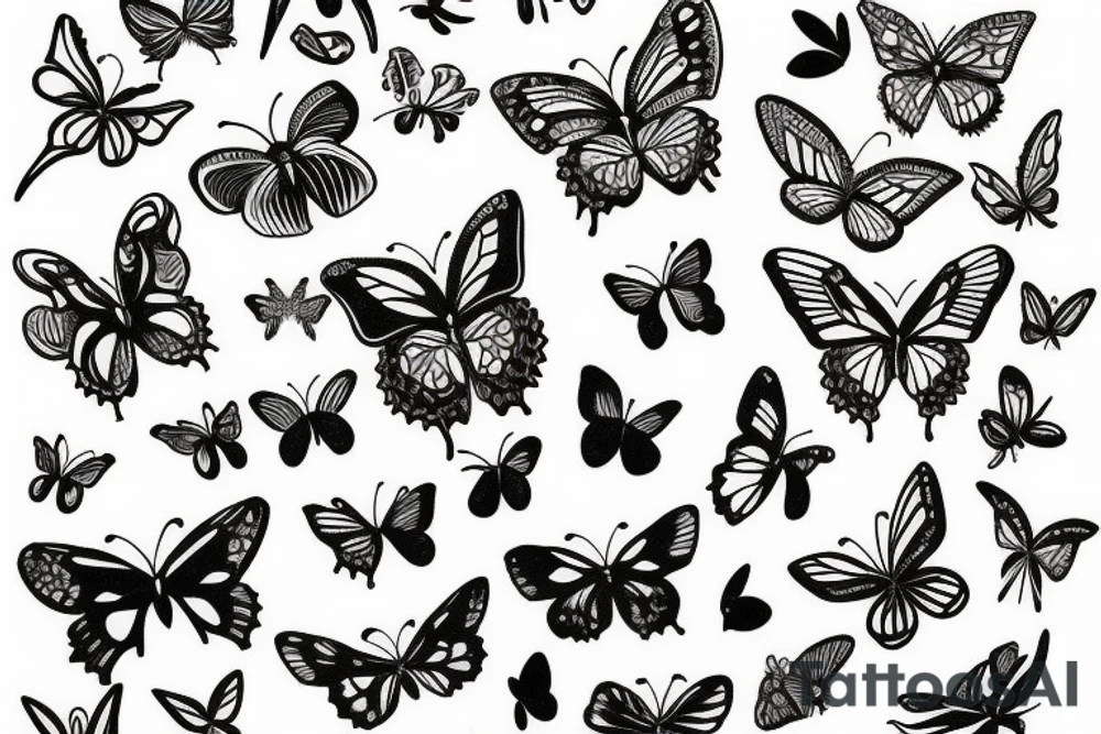 Butterflies near the leaves tattoo idea