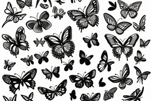 Butterflies near the leaves tattoo idea