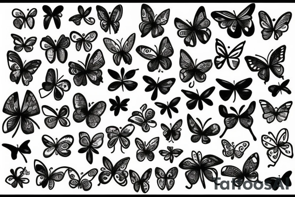 Butterflies near the leaves tattoo idea
