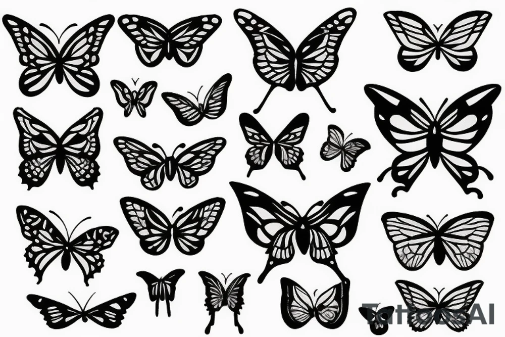 Butterflies near the leaves tattoo idea