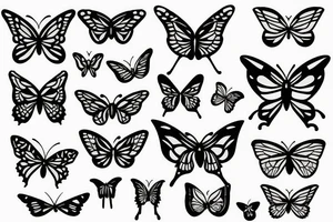 Butterflies near the leaves tattoo idea