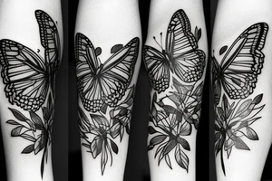 Butterflies near the leaves tattoo idea