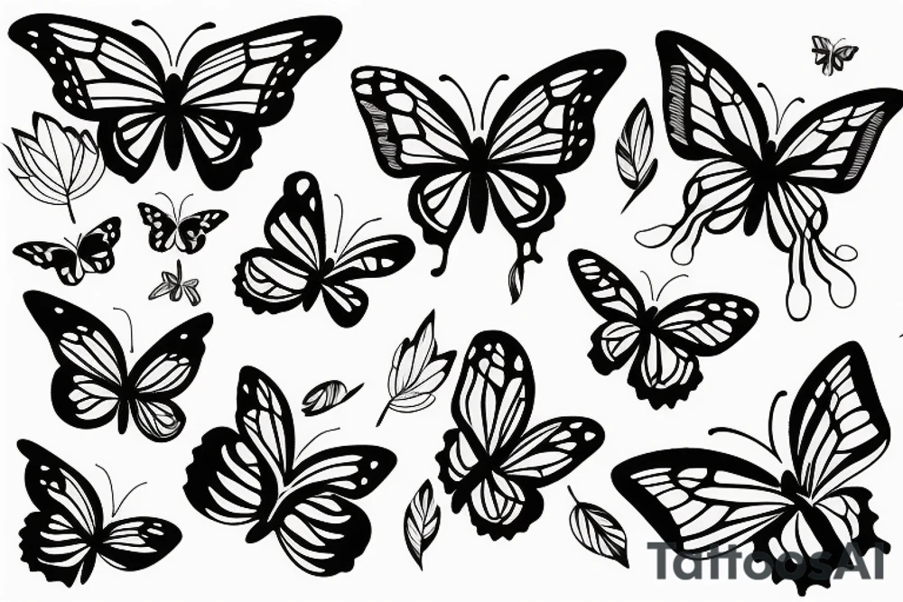 Butterflies near the leaves tattoo idea