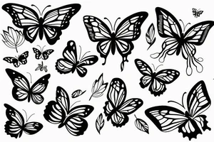 Butterflies near the leaves tattoo idea