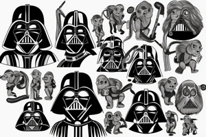 Darth Vader with a monkey on his shoulder tattoo idea