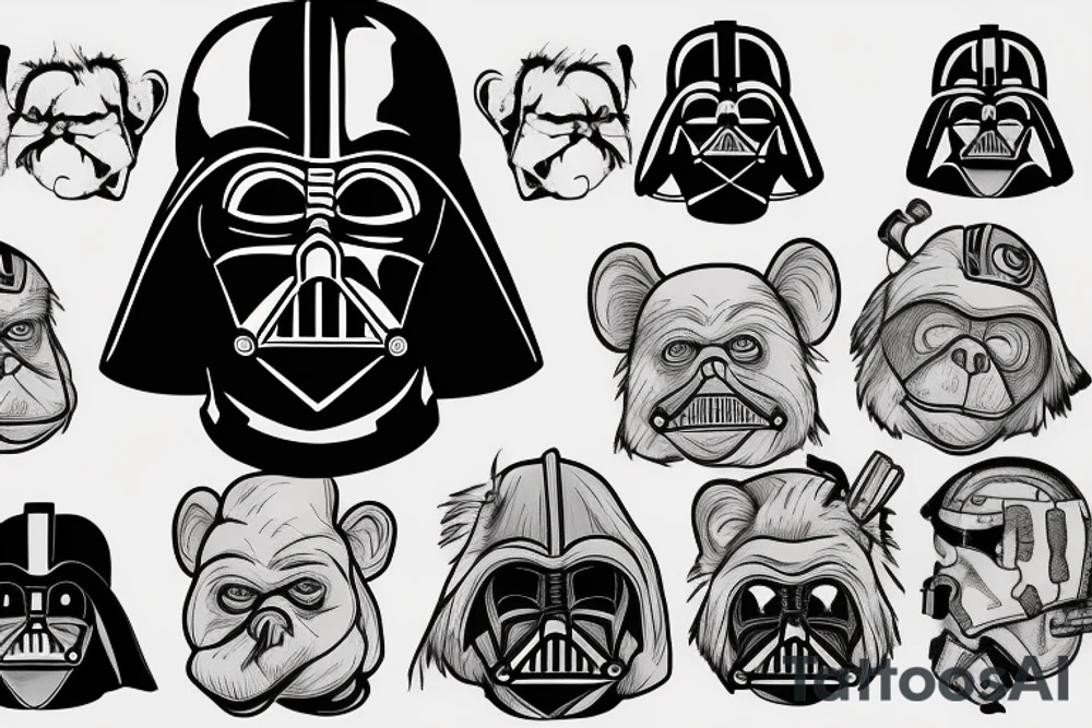 Darth Vader with a monkey on his shoulder tattoo idea