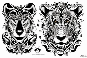 Corpo vichingo con testa di un leone tattoo idea