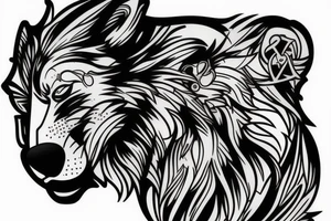 Corpo vichingo con testa di un leone tattoo idea