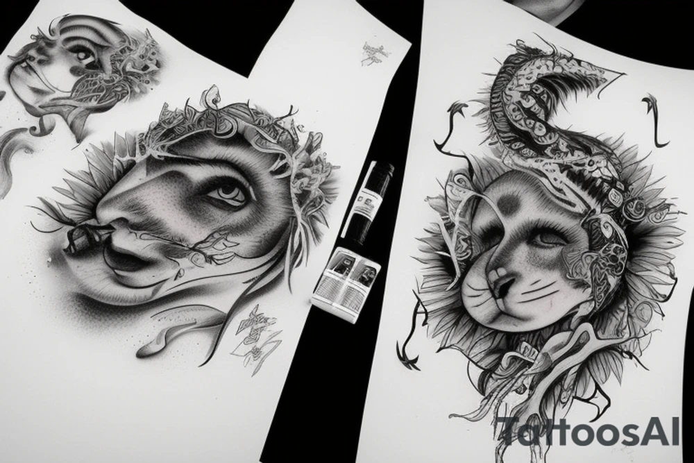 vichingo testa leone tattoo idea