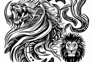 poseidon, time, lion, climbing tattoo idea