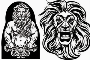 poseidon, lion, climbing tattoo idea