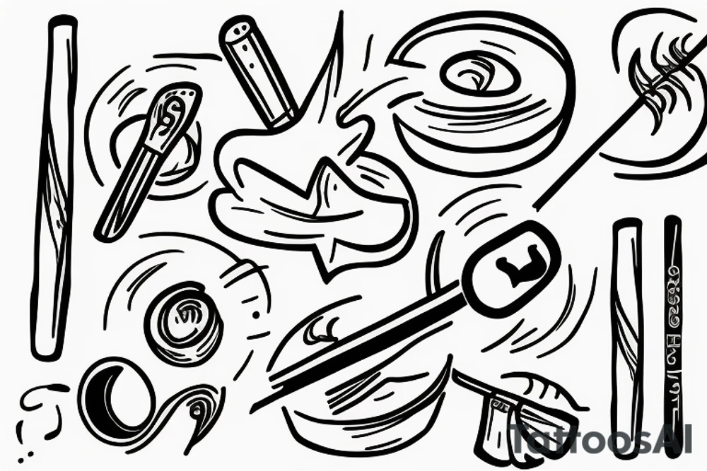 single drum stick with a semi-colon where the brand name would go tattoo idea