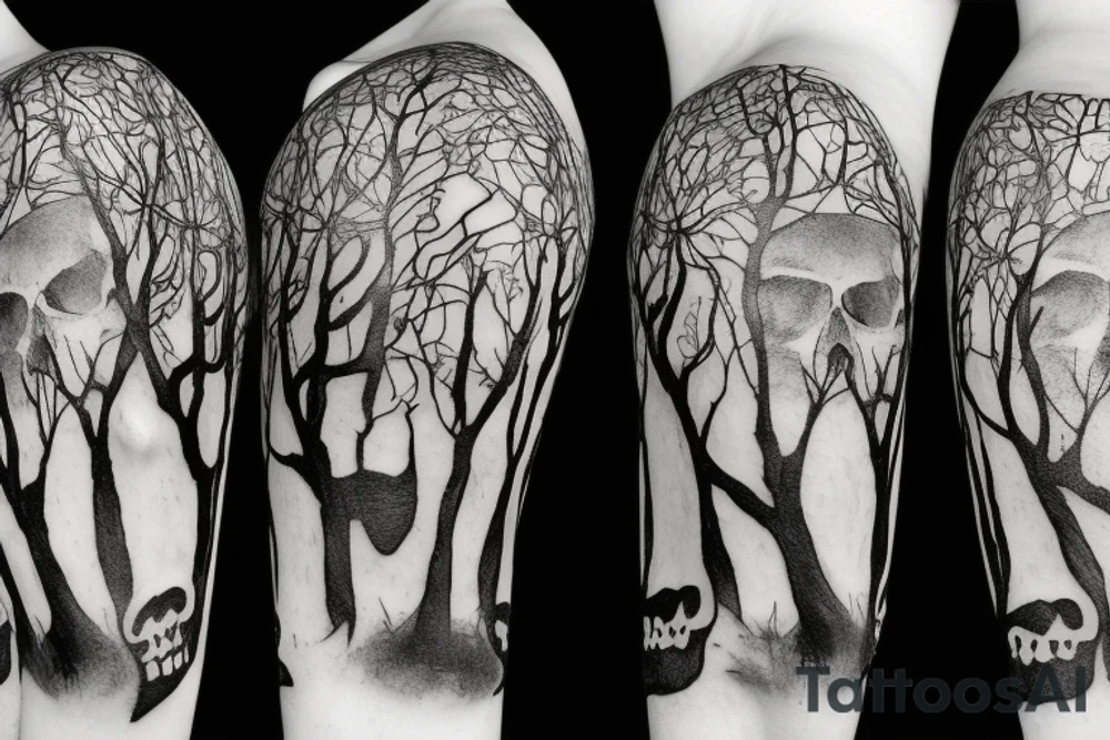 Trees with skull and joker tattoo idea