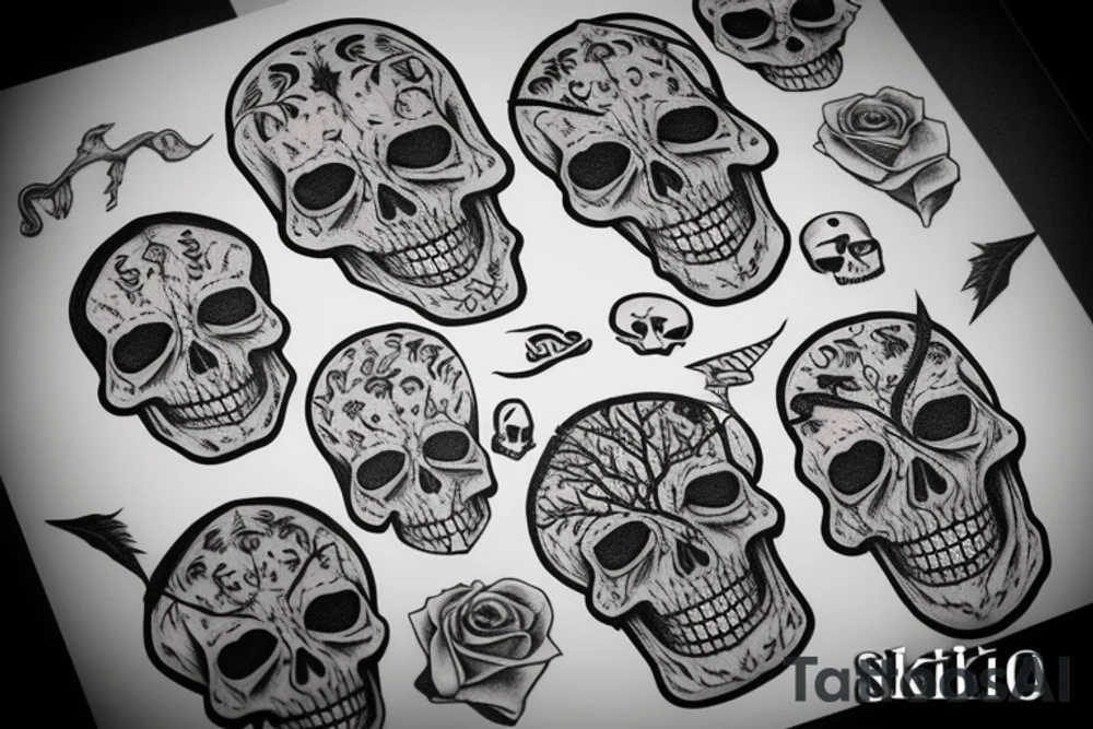 Trees with skull and joker tattoo idea