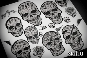 Trees with skull and joker tattoo idea