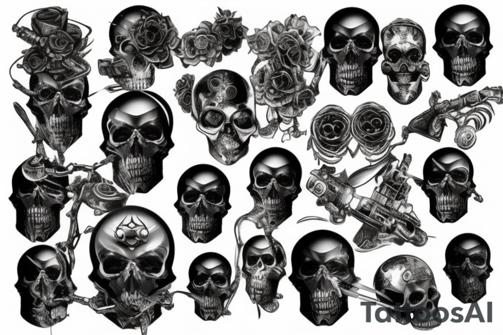 A Metal Skull  cyberpunk style tattoo idea