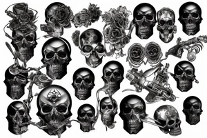 A Metal Skull  cyberpunk style tattoo idea