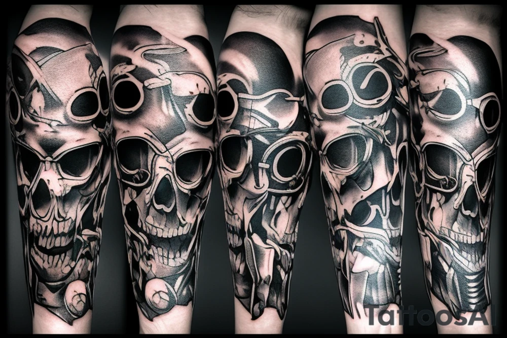 A Metal Skull  cyberpunk style tattoo idea