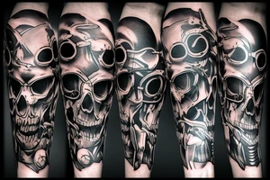 A Metal Skull  cyberpunk style tattoo idea