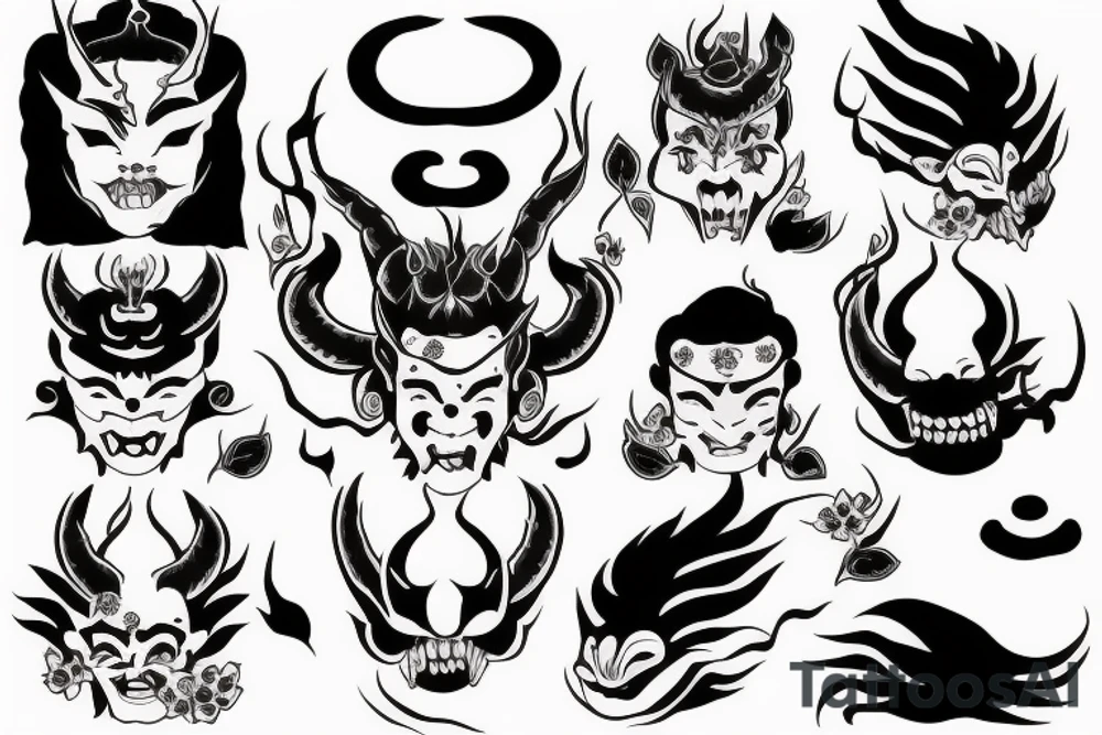 hannya with eyes on fire tattoo idea