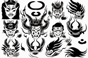 hannya with eyes on fire tattoo idea