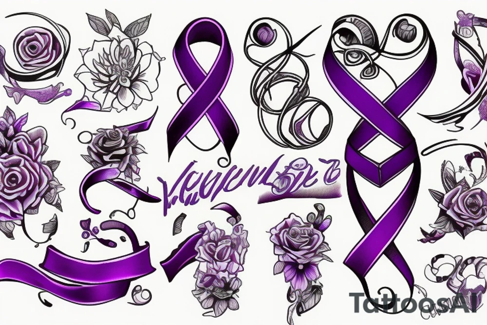 purple ribbon tattoo idea