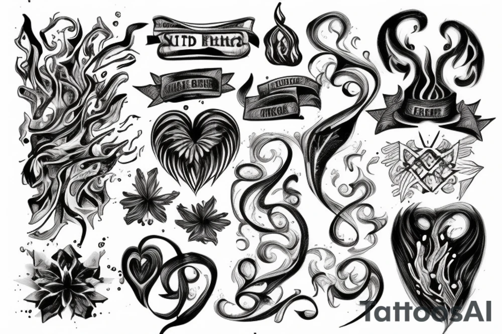 black burning hearth but not realistic tattoo idea
