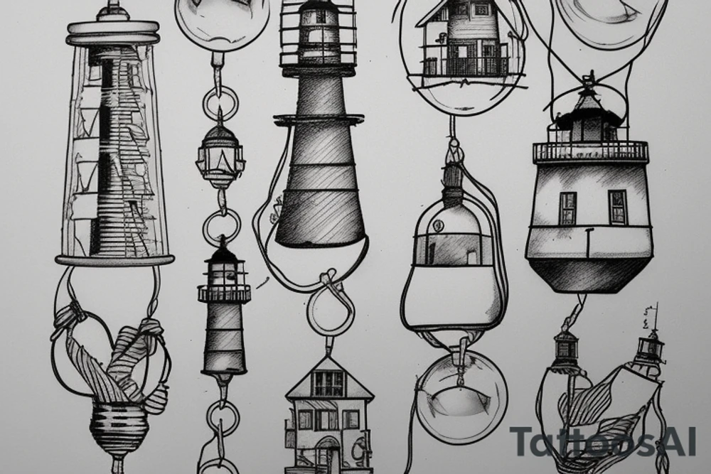 lighthouse in a lightbulb on a rope include FC Rene Avah-Grace tattoo idea