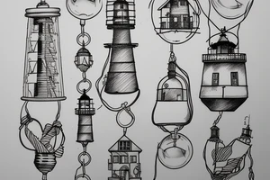lighthouse in a lightbulb on a rope include FC Rene Avah-Grace tattoo idea