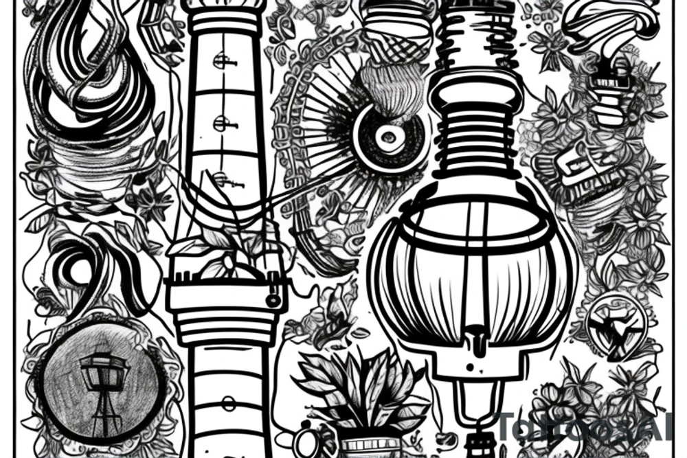 lighthouse in a lightbulb on a rope include FC Rene Avah-Grace tattoo idea