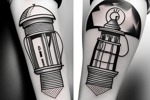 lighthouse in a lightbulb on a rope include FC Rene Avah-Grace tattoo idea
