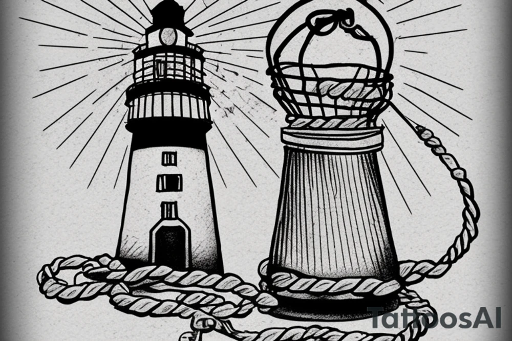 lighthouse in a lightbulb on a rope include FC Rene Avah-Grace tattoo idea