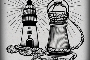 lighthouse in a lightbulb on a rope include FC Rene Avah-Grace tattoo idea
