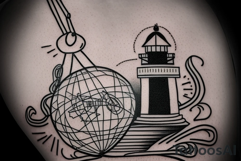 lighthouse in a lightbulb hanging on a rope include FC Rene Avah-Grace tattoo idea lighthouse in a lightbulb hanging on a rope include FC Rene Avah-Grace tattoo idea
