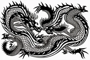 Two dragons circling peacefully tattoo idea