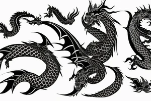Two dragons circling peacefully tattoo idea