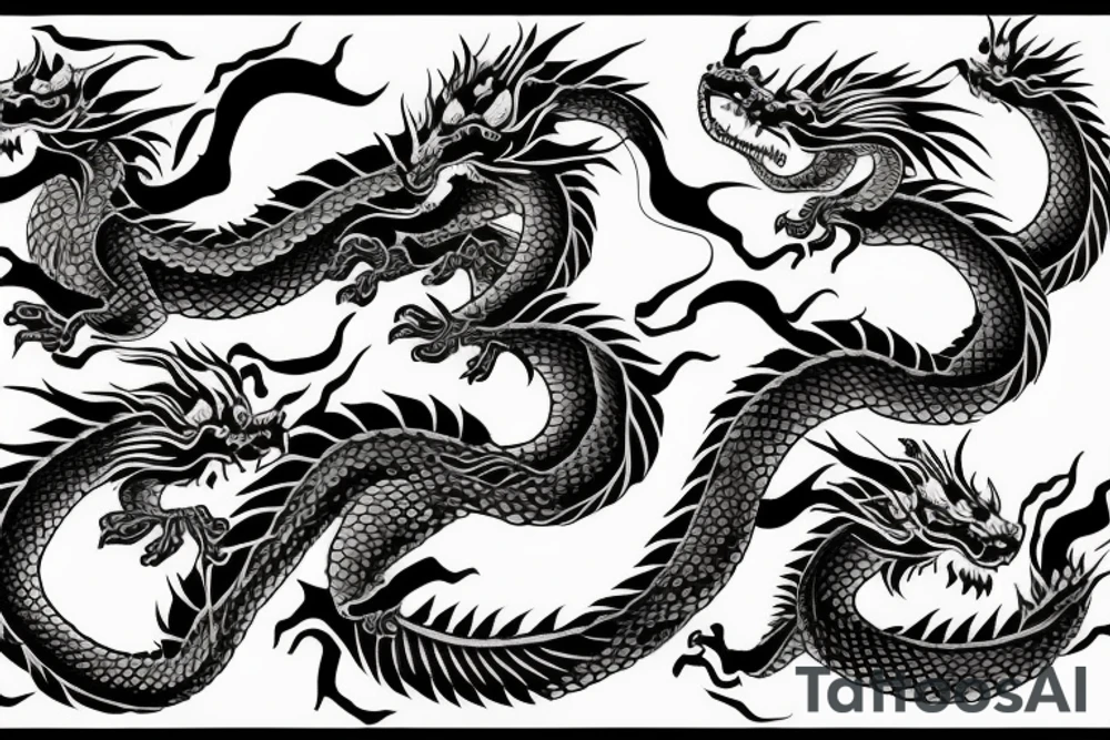Two dragons circling peacefully tattoo idea