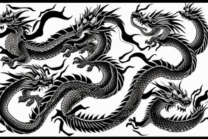 Two dragons circling peacefully tattoo idea