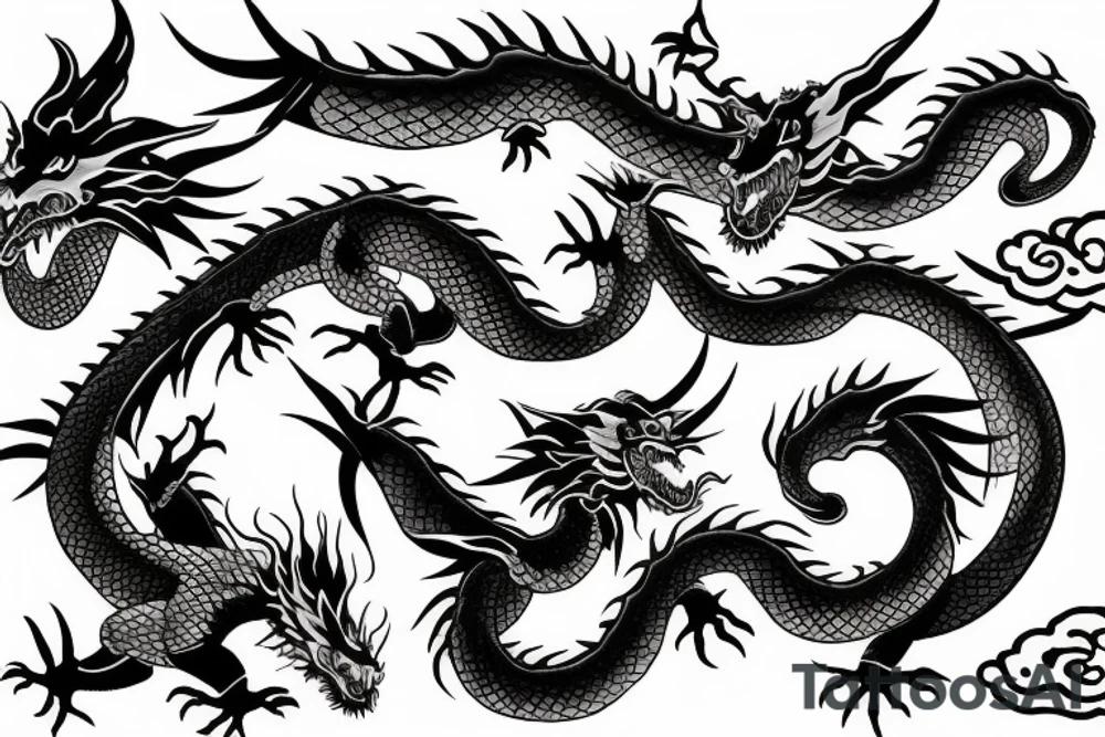 Two dragons circling peacefully tattoo idea