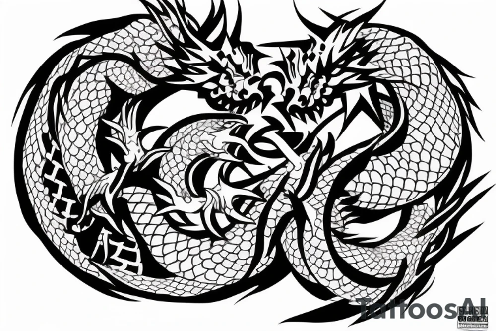 Ouroboros japanese dragon eating its tail tattoo idea