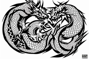 Ouroboros japanese dragon eating its tail tattoo idea