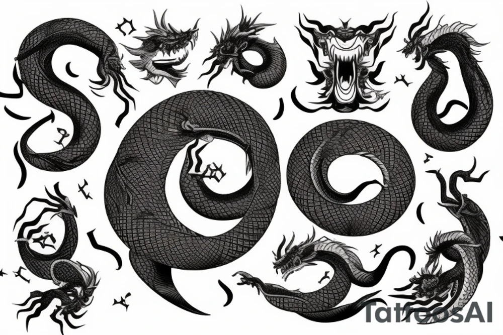 Ouroboros japanese dragon eating its tail tattoo idea