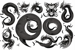 Ouroboros japanese dragon eating its tail tattoo idea