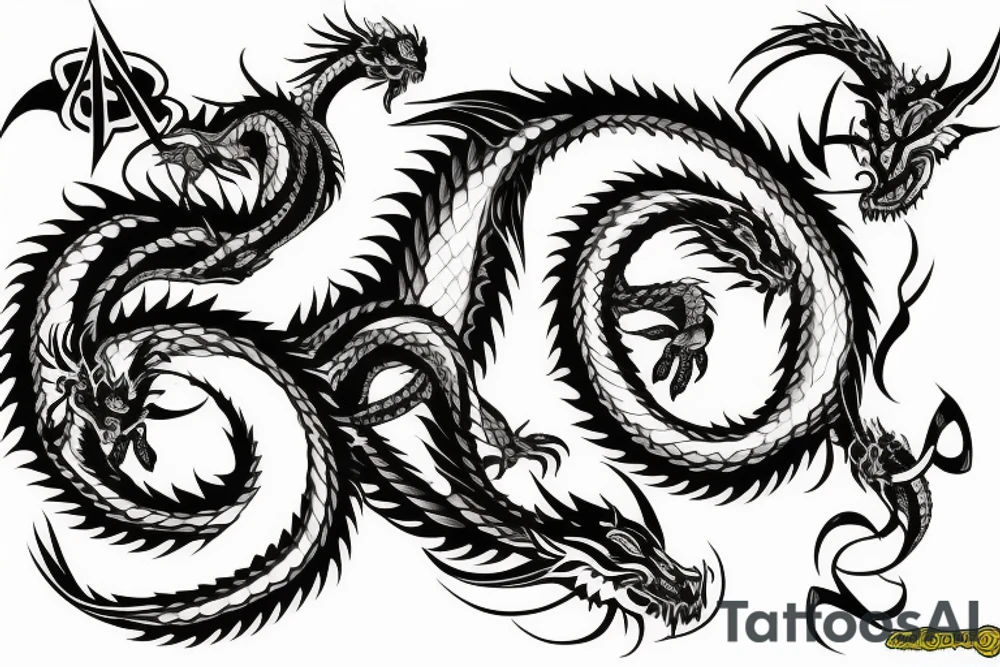 Two dragons circling peacefully tattoo idea