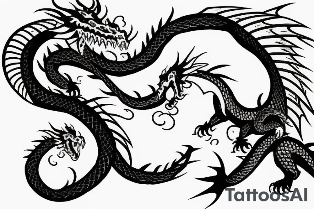 Two dragons circling peacefully tattoo idea